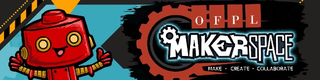 image of OFPL MakerSpace robot and logo